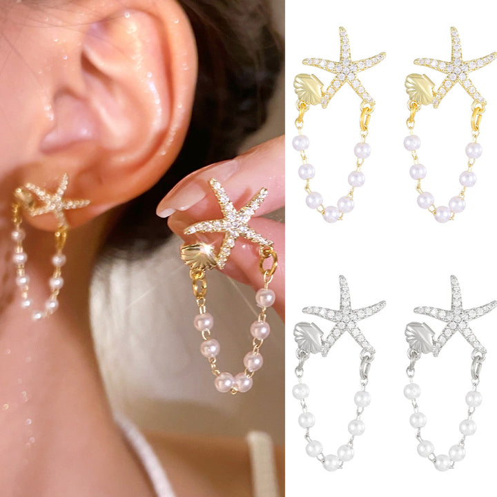 Fashion Diamond Starfish Shell Pearls Pearl