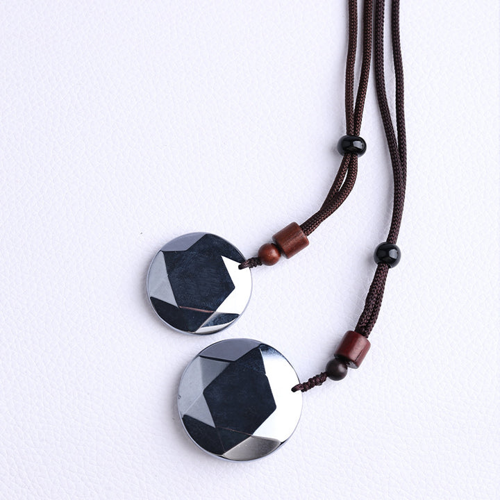 Double-sided Large Satellite Six-awn Necklace Pendant