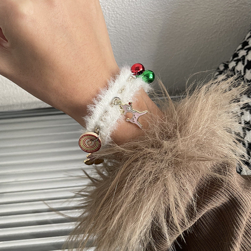 Christmas Elk Bell Button Stitching Bracelet