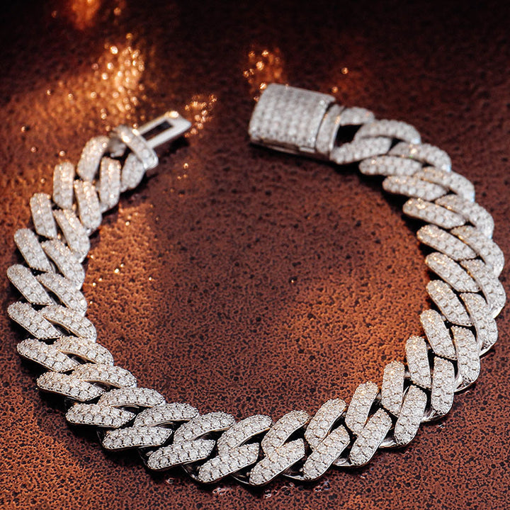 Cuban Link Chain Bracelet Silver Hip Hop For Men And Women