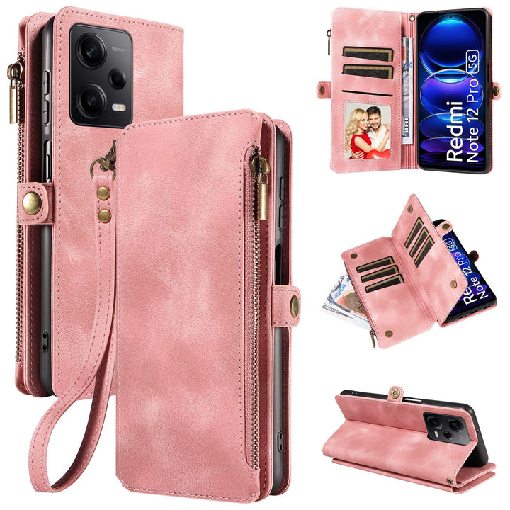 Zipper Leather Case Phone Case Multifunctional Protective Cover