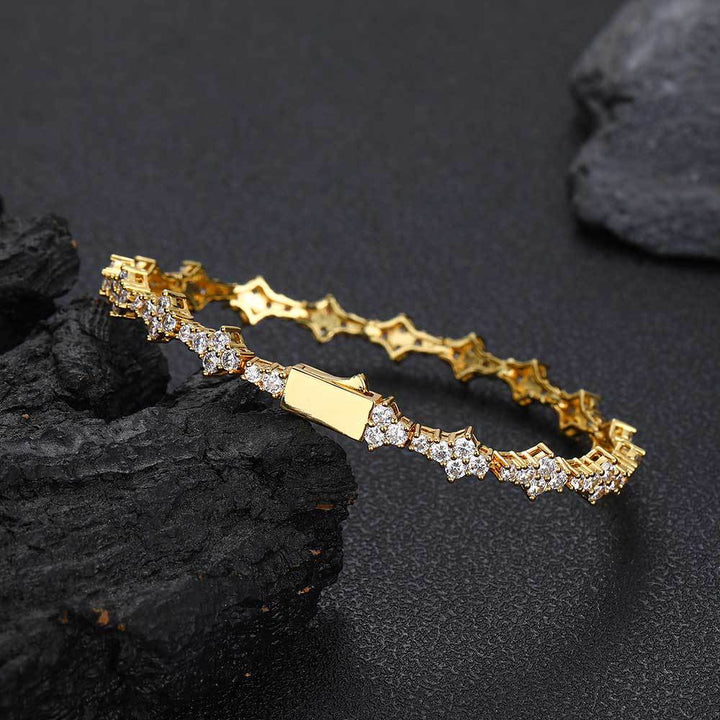 European Hip Hop Spring Fastener Zircon Tennis Bracelet