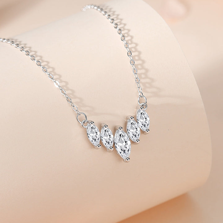 S925 Silver Small Water Drop Necklace Women's Letter V-shaped Zircon