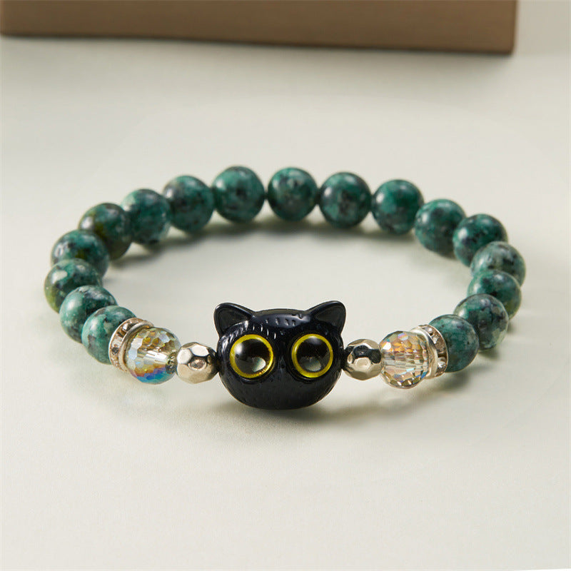 Niche Design Black Cartoon Kitten Bracelet