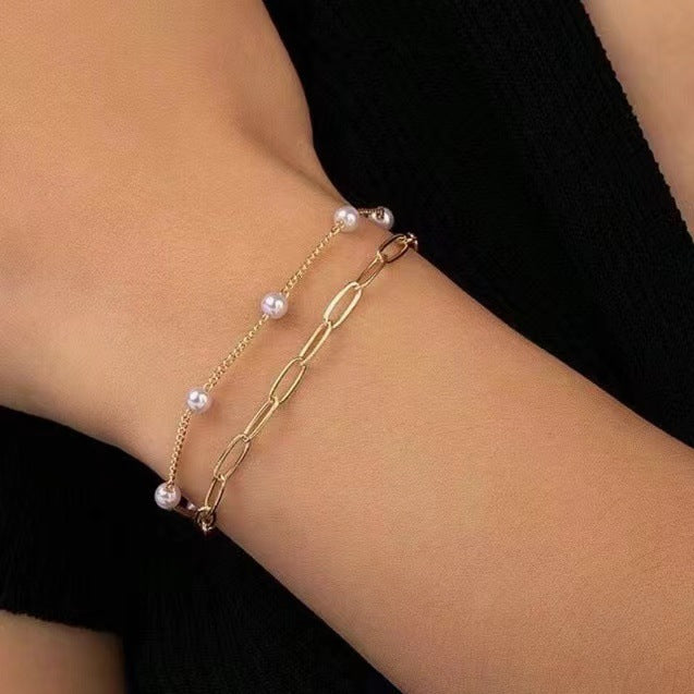 Double-layer Pearl Bracelet Fashion Simple