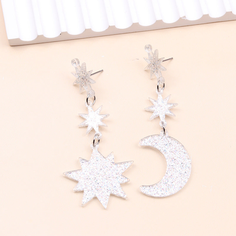 Star Moon Series Stud Earrings Europe And America Creative Acrylic