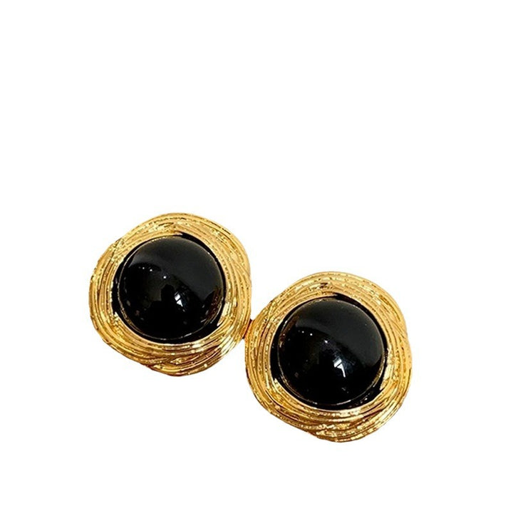 Women's Pearl Stud Earrings Retro Round