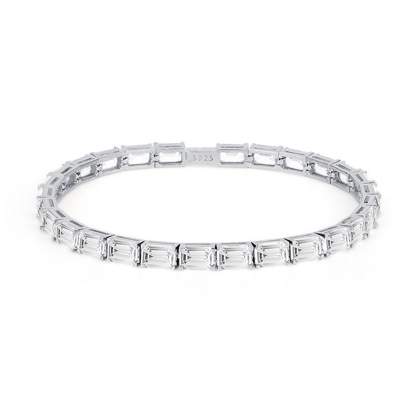 Silver Rectangular Zircon Bracelet Super