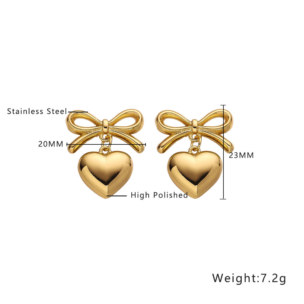 Stainless Steel Exaggerated Geometry Stud Earrings Love Heart