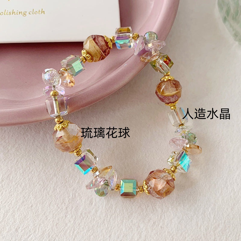 Fashion Glass Floral Ball Crystal Bracelet