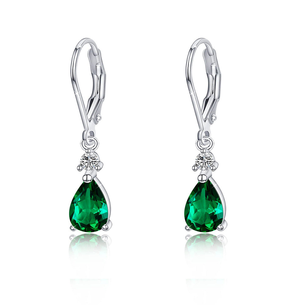 Light Luxury Water Drop Copper Zircon Earrings Female Temperament High Sense