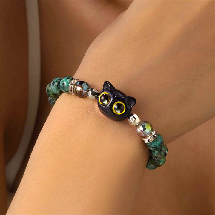 Niche Design Black Cartoon Kitten Bracelet