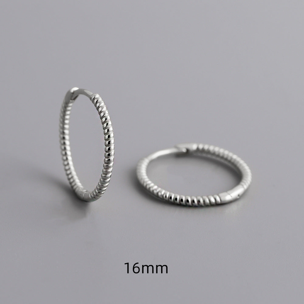 Twist Twisted String Shape Ear Ring Sterling Silver