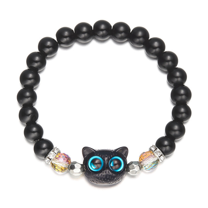 Niche Design Black Cartoon Kitten Bracelet