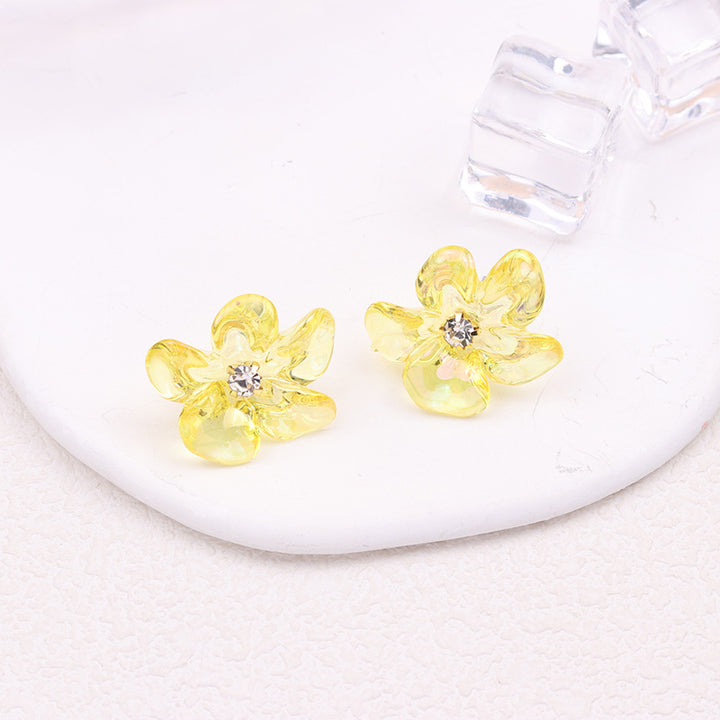 Irregular Colorful Transparent Small Flower Acrylic Earrings