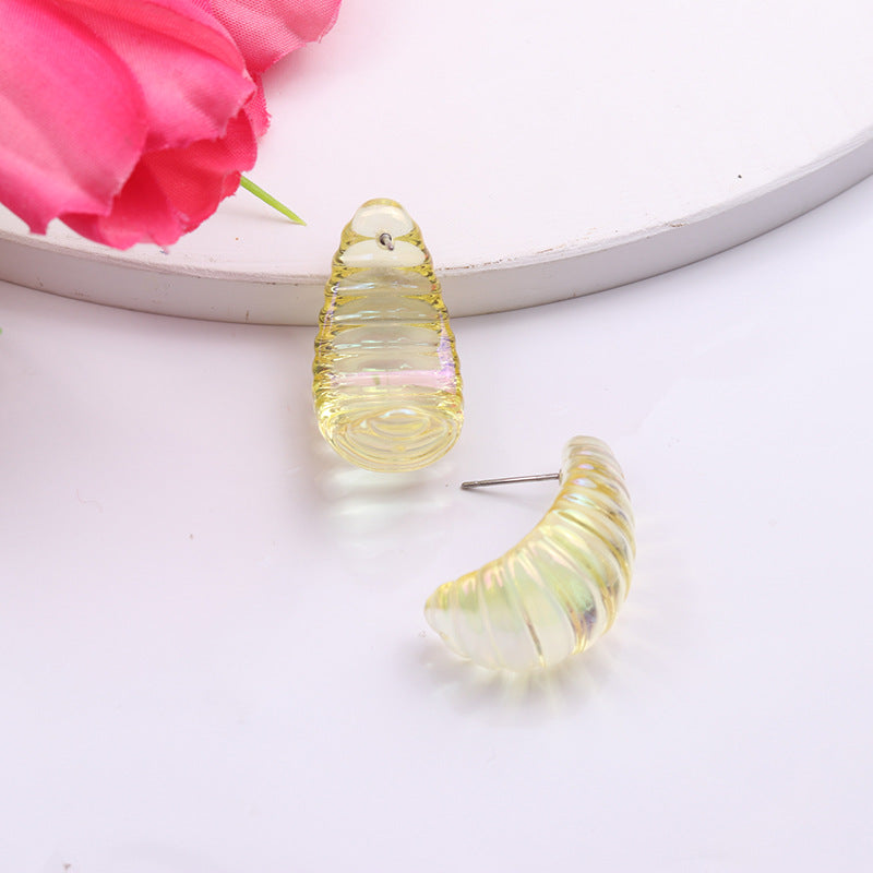 Geometric Electroplating Three-dimensional Thread Water Drop Acrylic Earrings