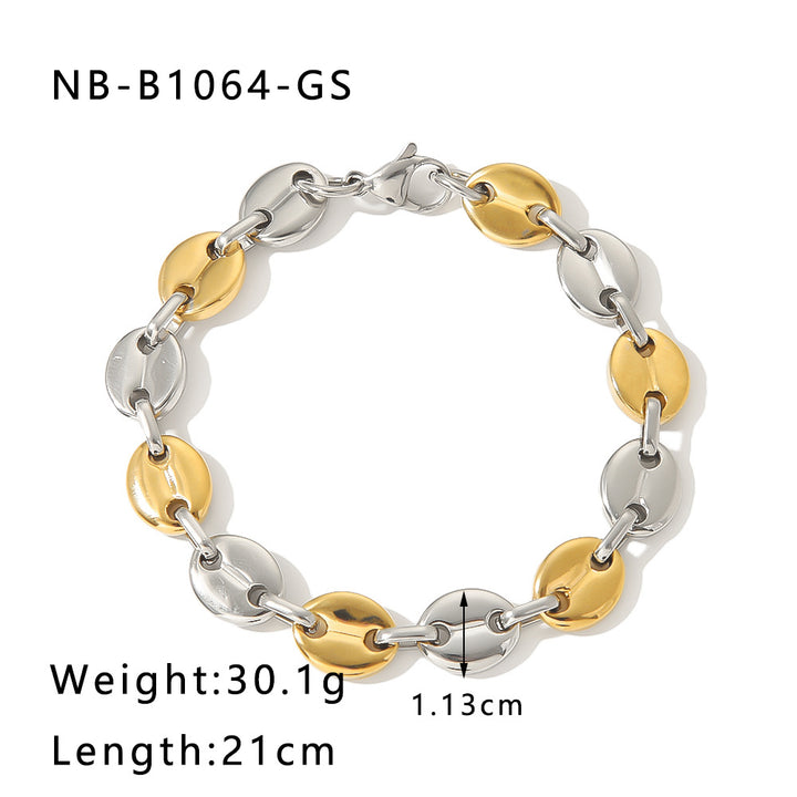 European And American Hip Hop Style Stainless Steel Pig Nose Bracelet