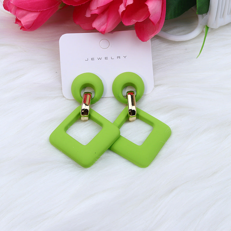 Summer Beach Colorful Fashion Earrings Diamond Hollow Ear Stud Acrylic