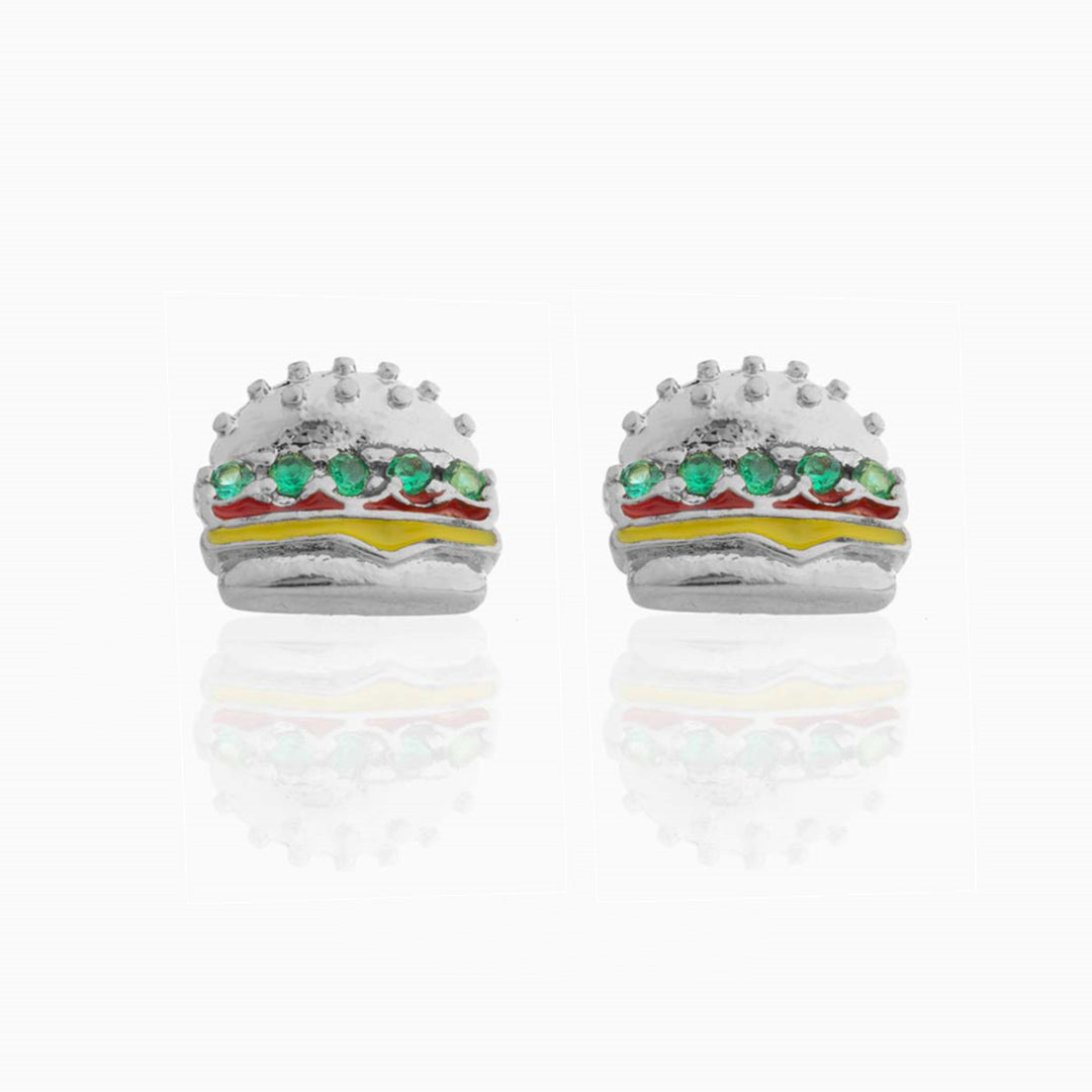 18K Real Gold Color-preserving Fruit Hamburger Series Ear Studs