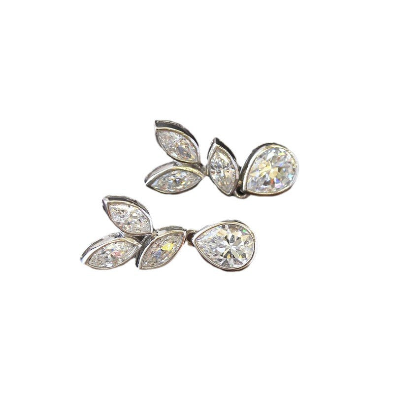 Small Leaf Cute Inlaid Horse Eye Earrings For Women