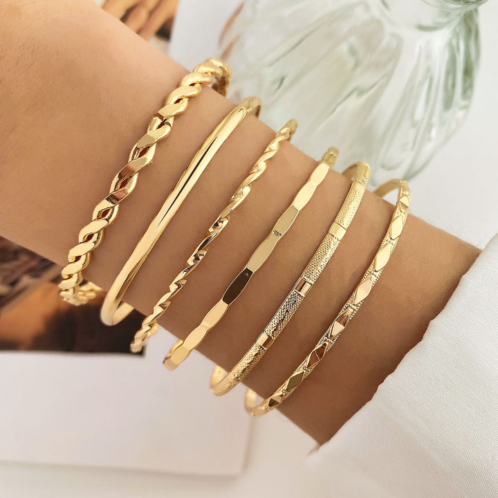 Twist Glossy Irregular Bracelet 6-piece Set