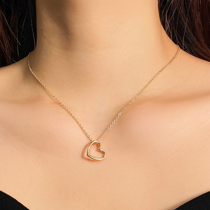 Colier cu două straturi creative Simple Peach Heart Pearl