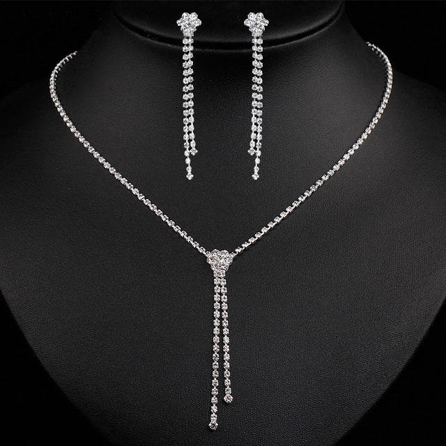 Fashion Bright Full Rhinestone Zircon Water Drop Necklace