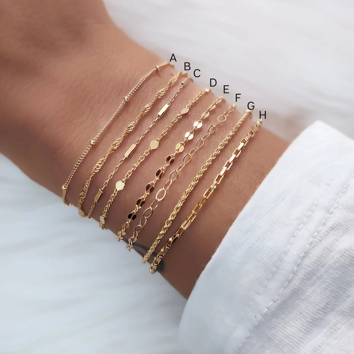 Bracelet Alloy Chain 8-piece Set Thin Chain Suit