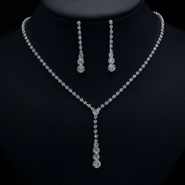 Fashion Bright Full Rhinestone Zircon Water Drop Necklace