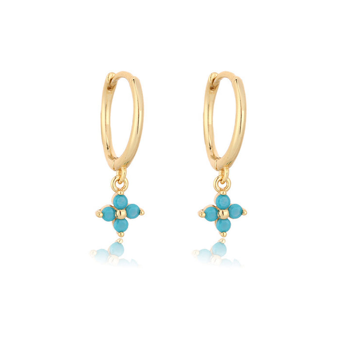 Geometric Flower Rhinestone Earrings Multicolor