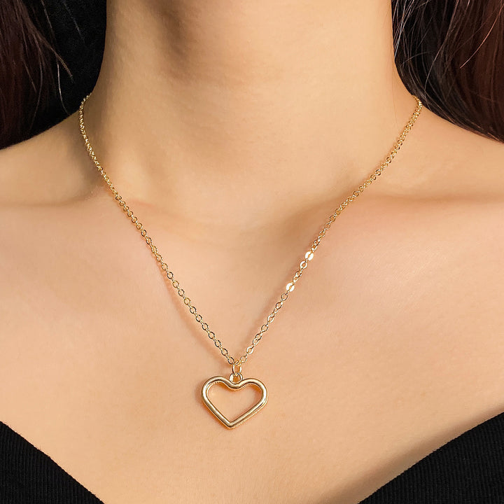 Colier cu două straturi creative Simple Peach Heart Pearl