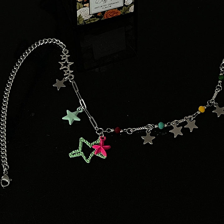 Color Five-pointed Star Necklace Design Sense