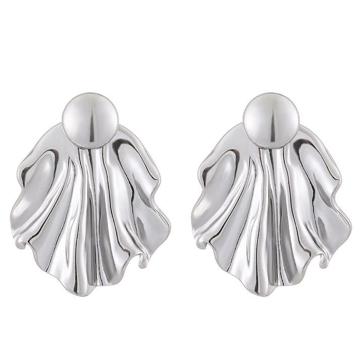 Simple Pleated Stainless Steel Exaggerated Gold Stud Earrings