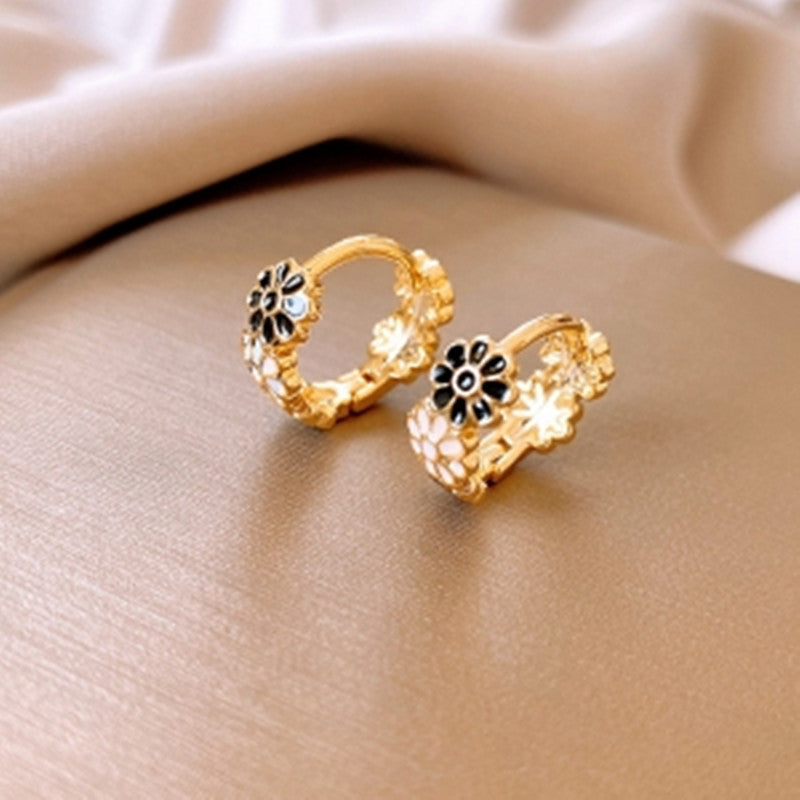 Sweet Oil-spot Glaze Flowers Ear Clip Minority Fashion