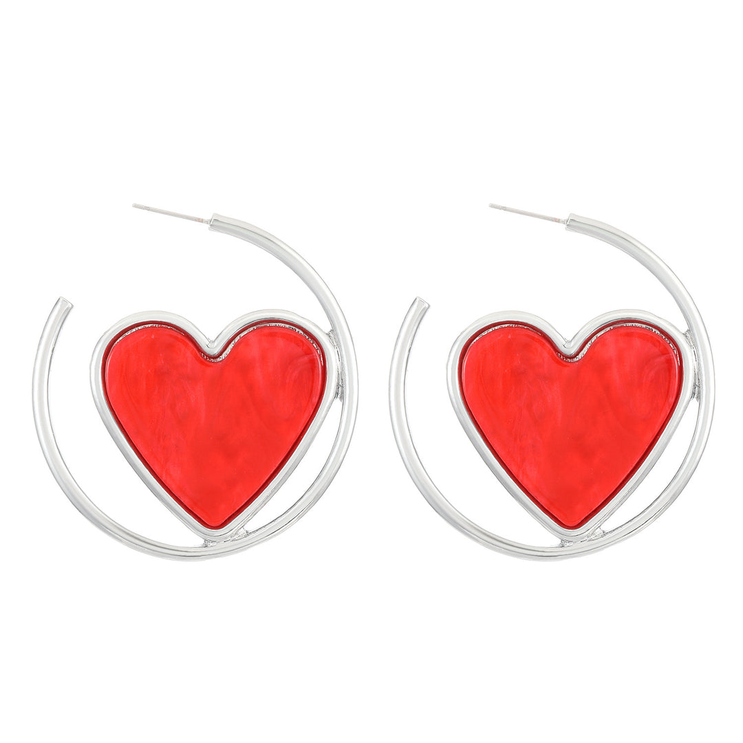 Exquisite C- Ring Love Heart Earrings Women's Simple