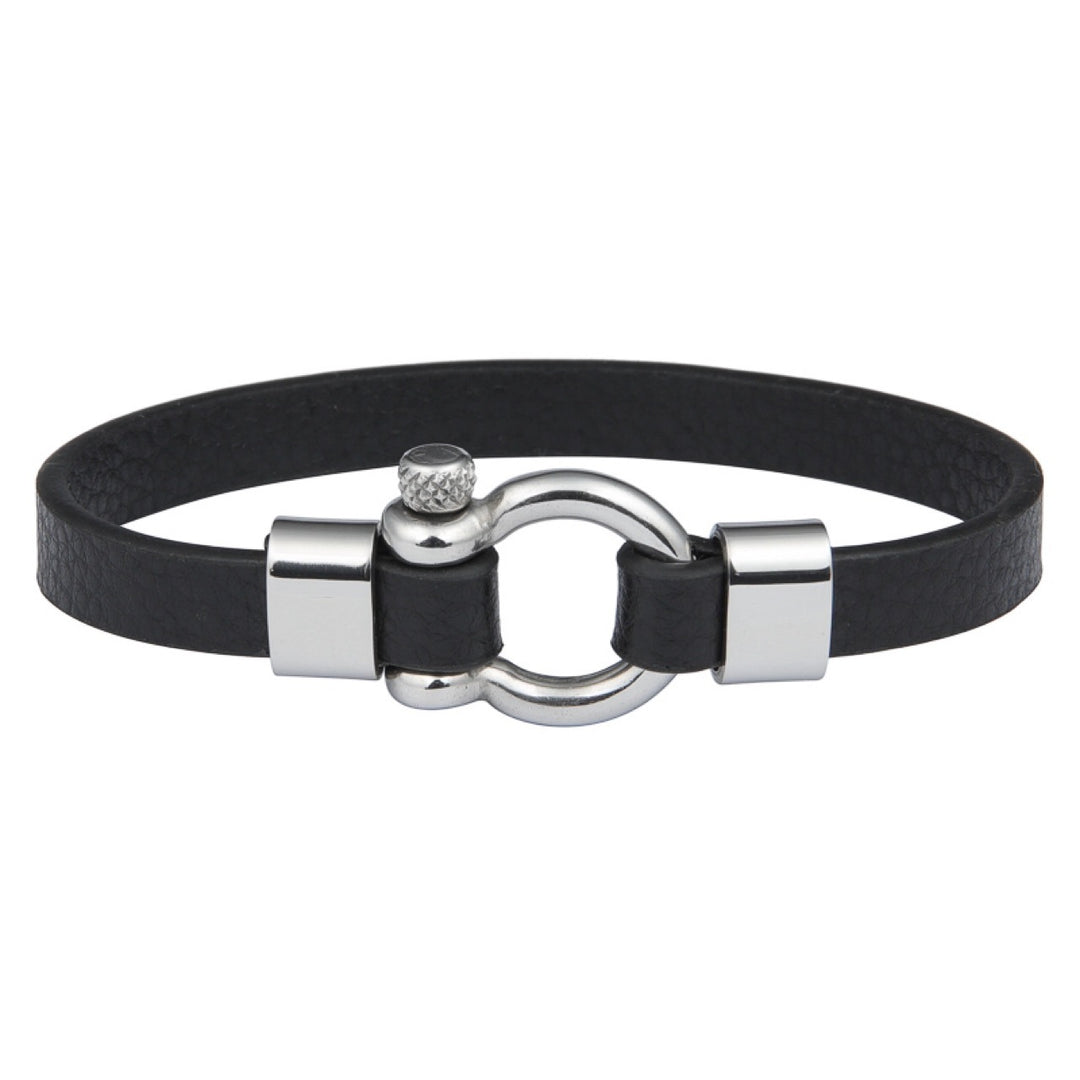 Leather Bracelet U-shaped Lock Simple Men's Retro Stainless Steel