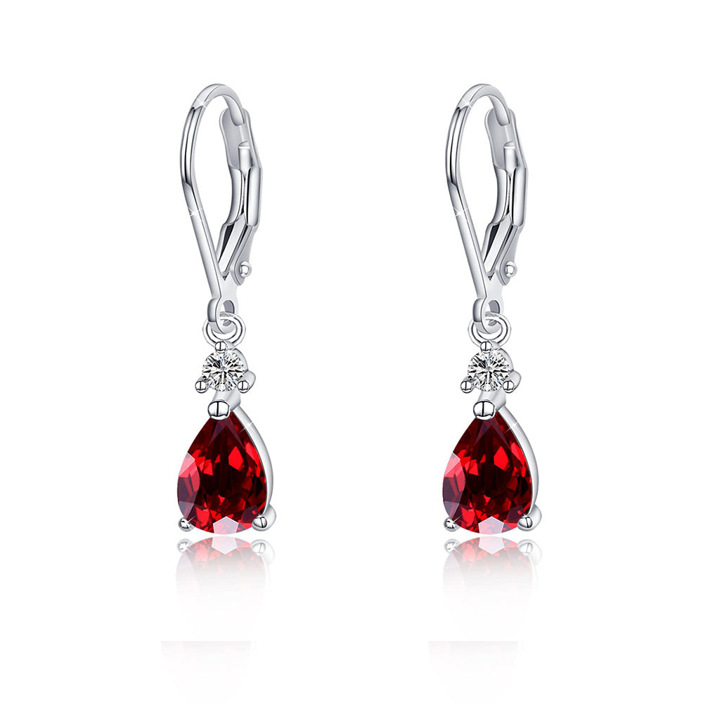 Light Luxury Water Drop Copper Zircon Earrings Female Temperament High Sense