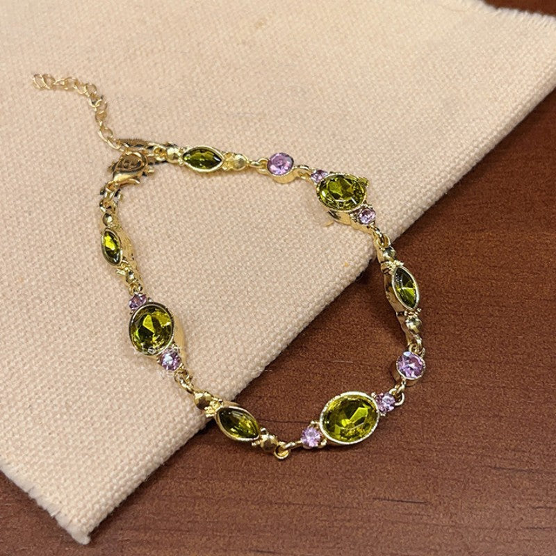 Women's Exquisite Green Rhinestone Bracelet