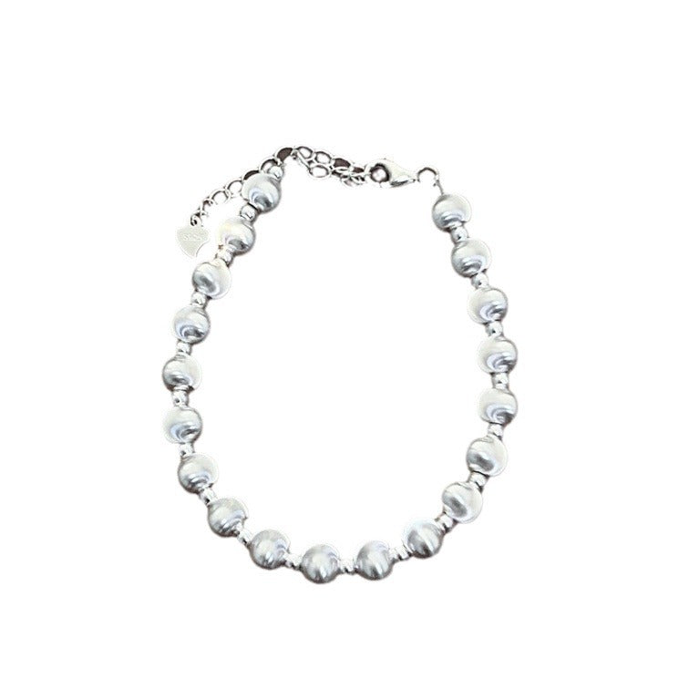 Women's Sterling Silver Laser Cat's Eye Bead Bracelet