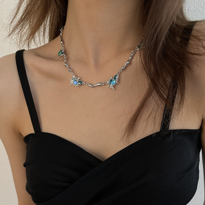 Blue Sea Moonlight Star Irregular Necklace