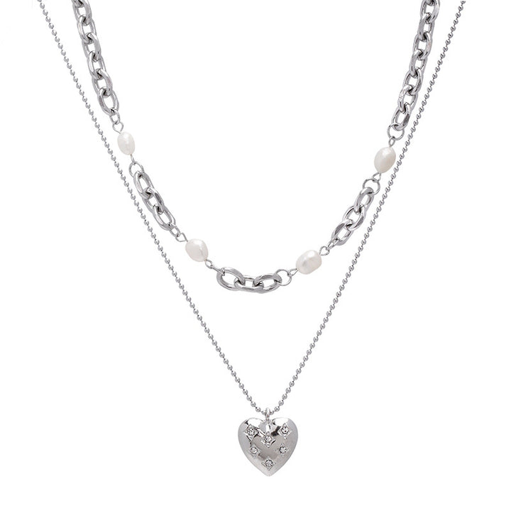 Sweet Cool Heart-shaped Multi-part Pearl Necklace