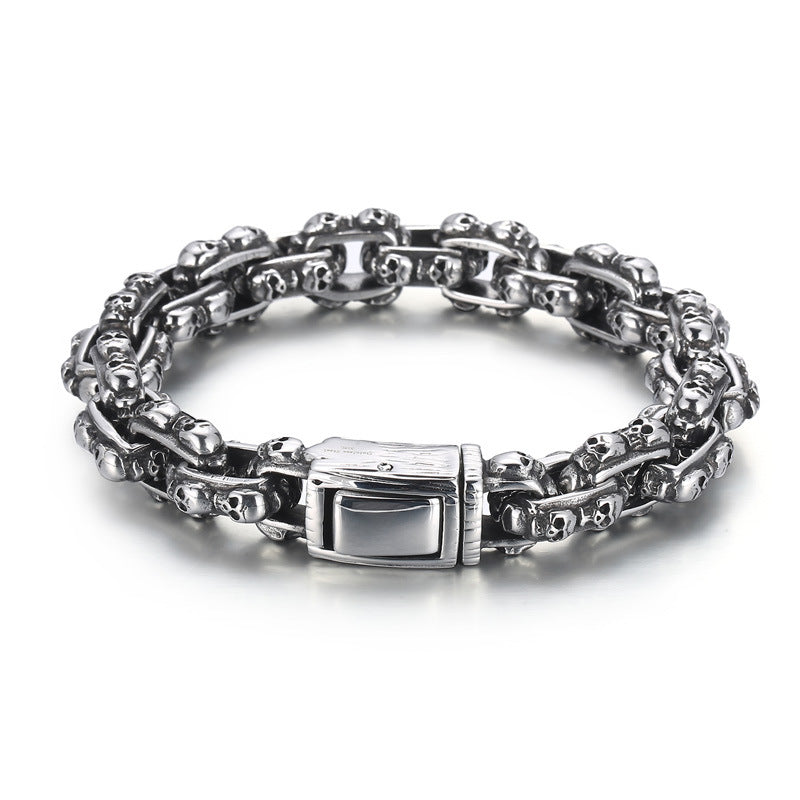 Old Punk Skull Titanium Steel Men's Bracelet