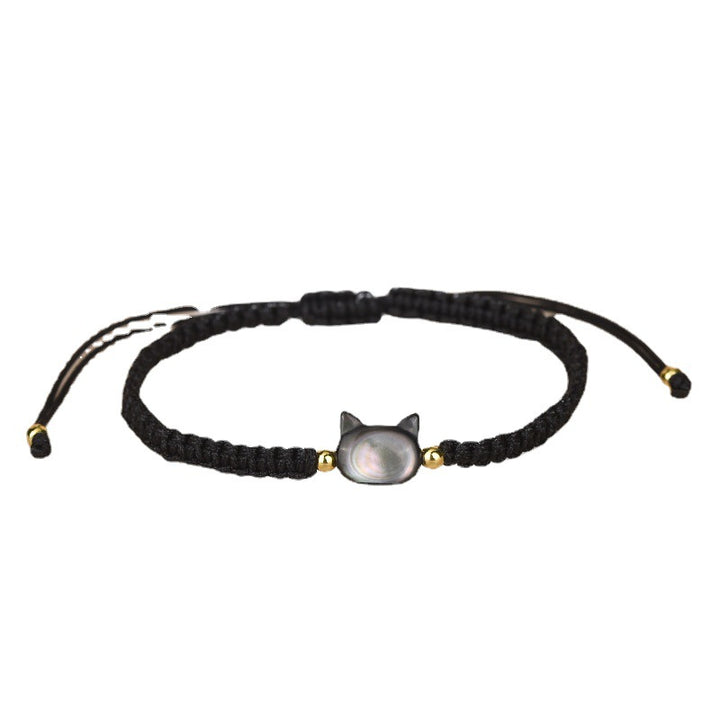 Design Female Shell Black Cat Hand Weaving Bracelet