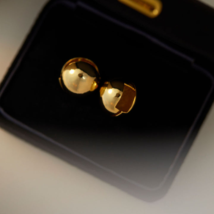 Golden Ball Stud Earrings Women's Design Sense