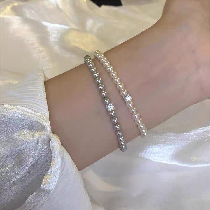 Perfect Circle Pearl Bracelet Female SilverZirconium