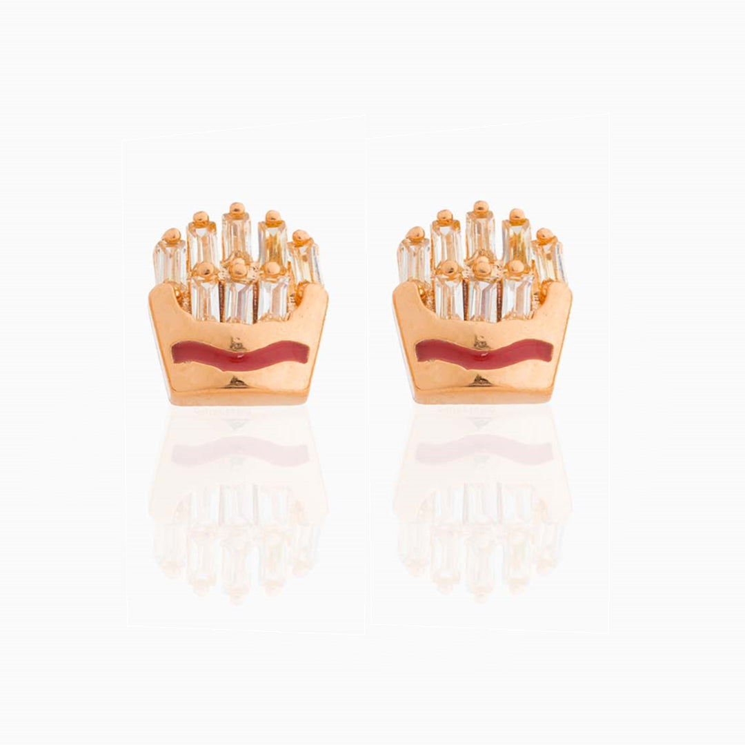 18K Real Gold Color-preserving Fruit Hamburger Series Ear Studs