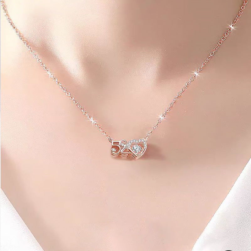 520 Beating Heart Necklace Women's Light Luxury Pendant Valentine's Day