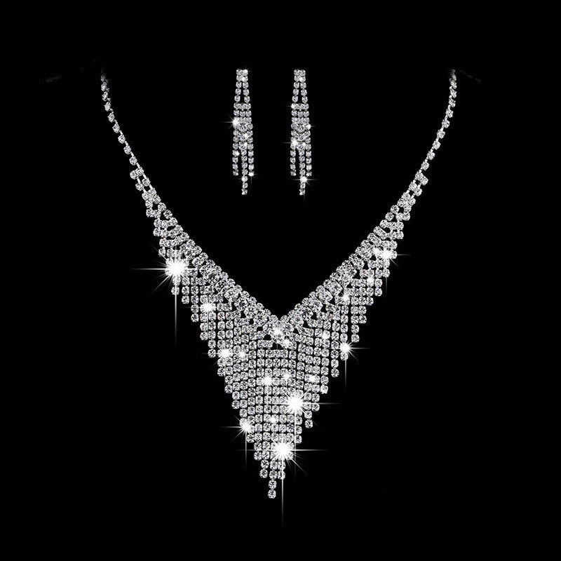 Fashion Bright Full Rhinestone Zircon Water Drop Necklace