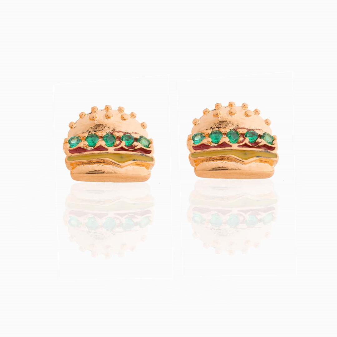 18K Real Gold Color-preserving Fruit Hamburger Series Ear Studs