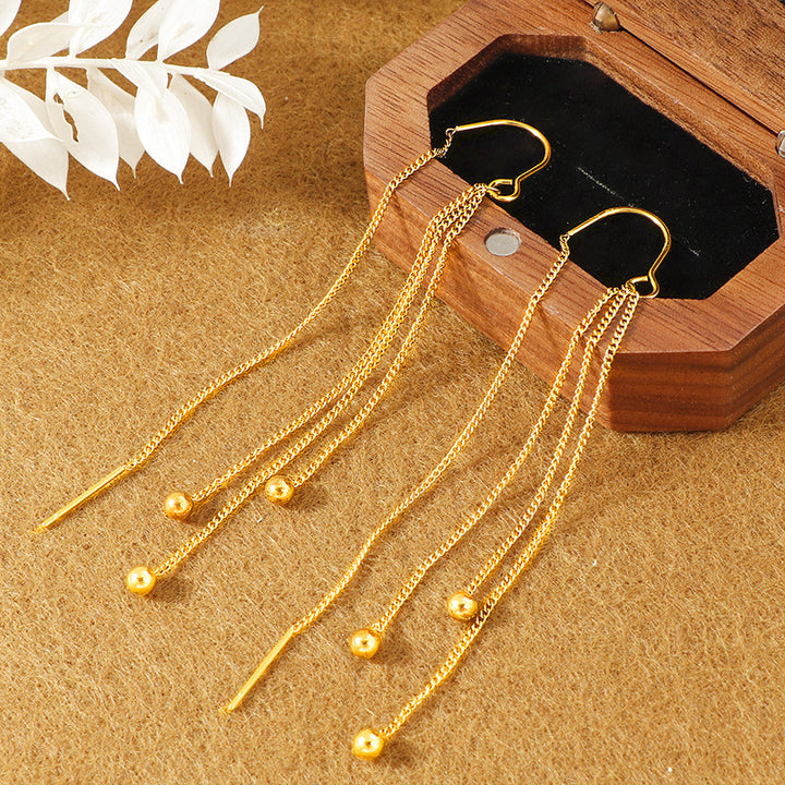 Tassel Hanging Earrings Female Titanium Steel Long Fashion Female